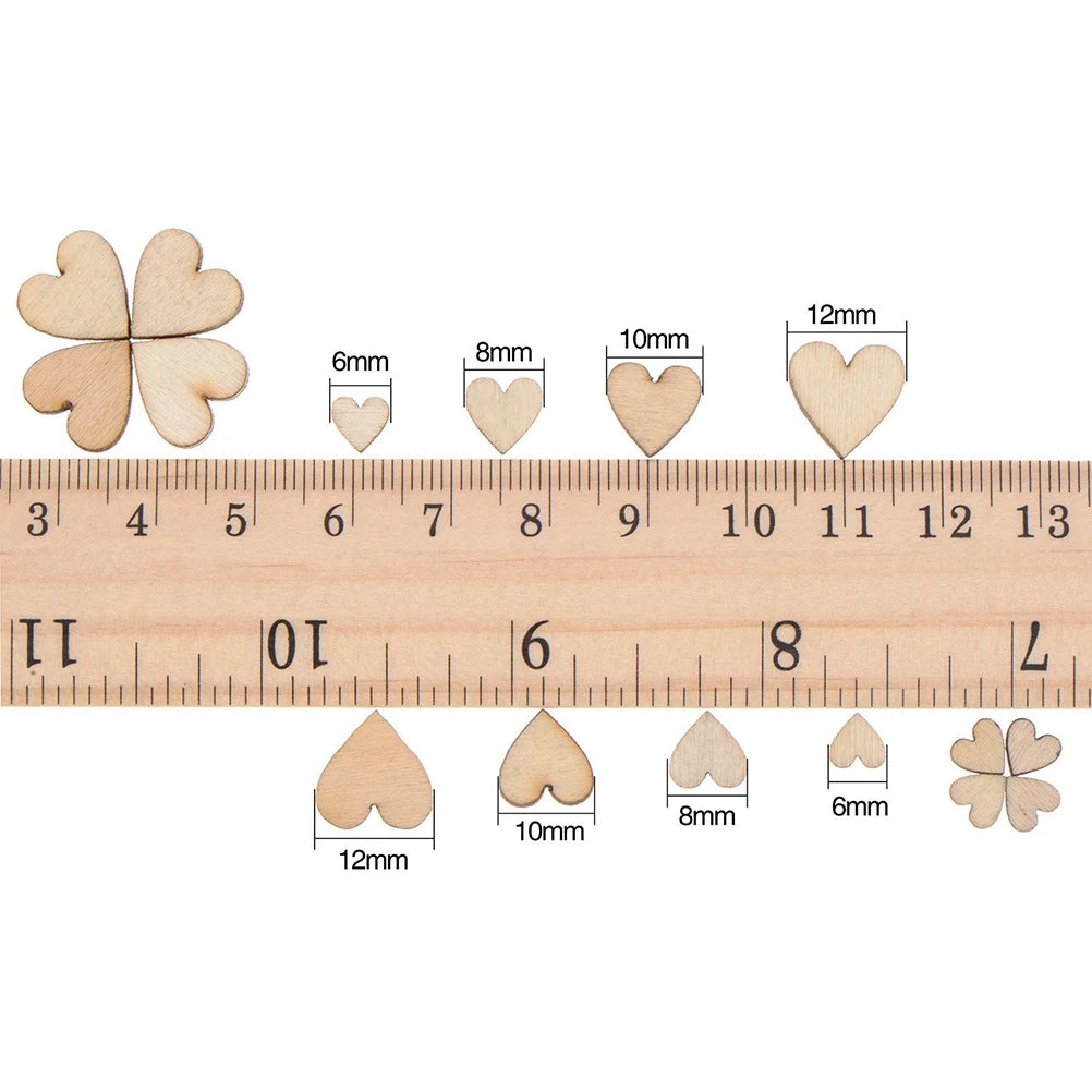 200 pcs Heart Shaped Wood Chips Confetti For Craft Wedding Party Favor Baby Shower Decor DIY Table Heart Discs Valentine'S