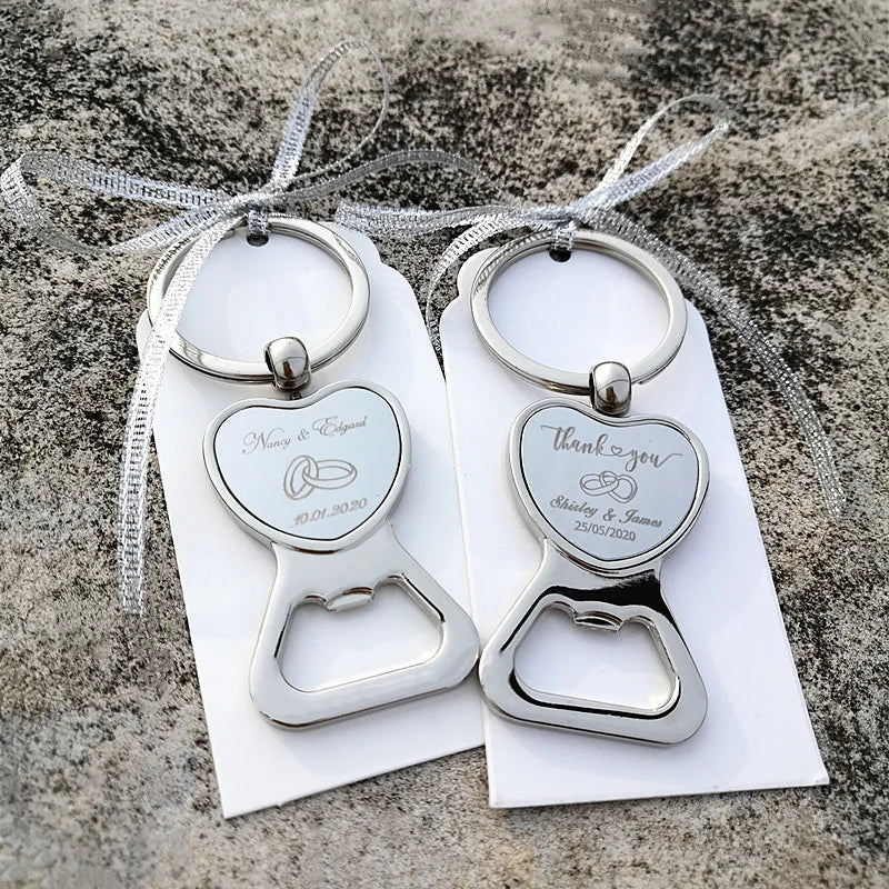 Customized Wedding Gifts For Guests Heart Bottle Wine Opener / Keychain Wedding Favor Birthday Party Souvenir Personalized