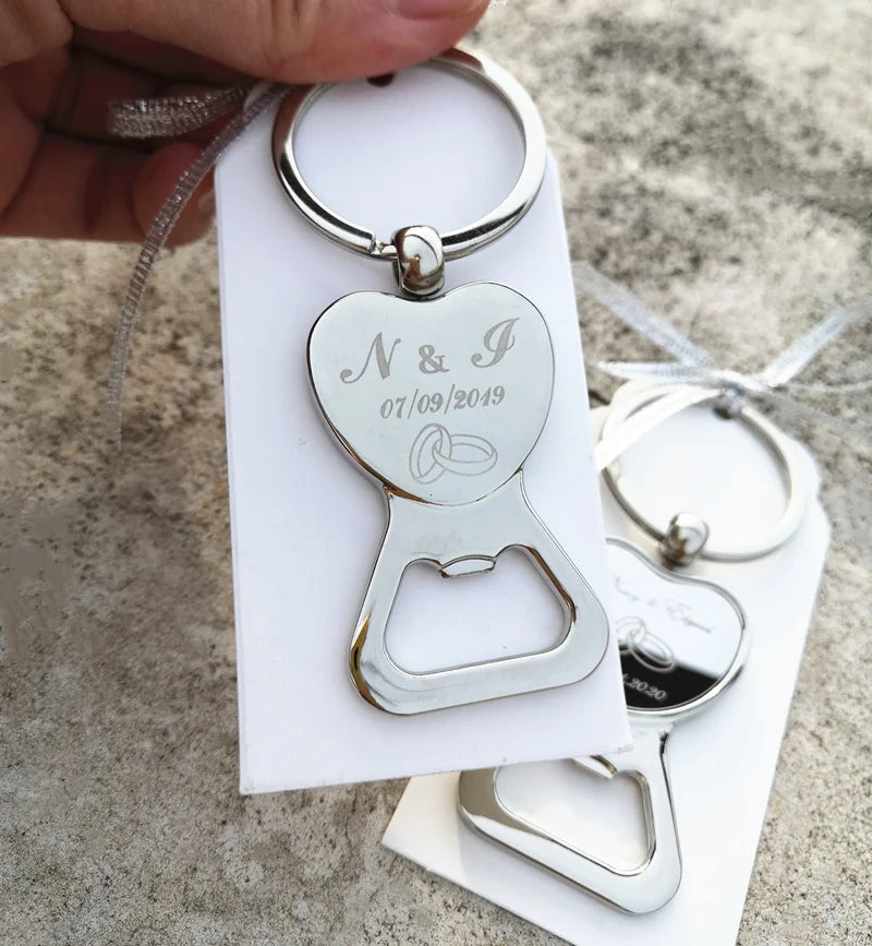 Customized Wedding Gifts For Guests Heart Bottle Wine Opener / Keychain Wedding Favor Birthday Party Souvenir Personalized