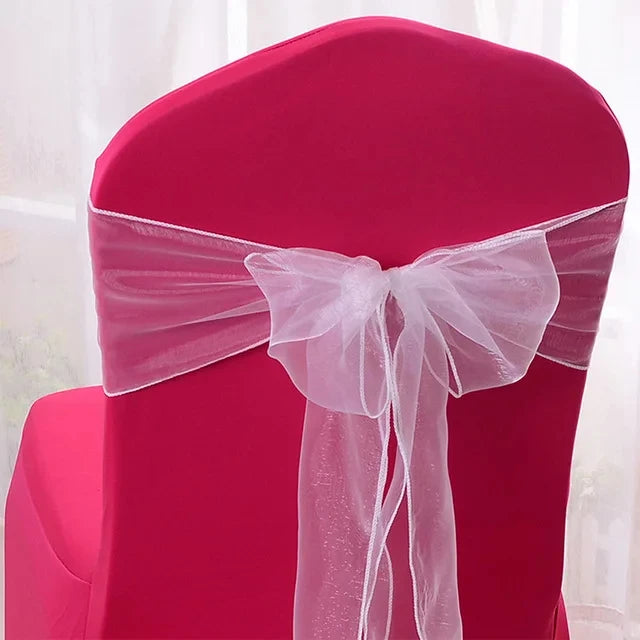 50pcs Organza Chair Sashes Knot Bands Chair Bows for For Wedding Party Banquet Event Country Wedding Chair Decoration