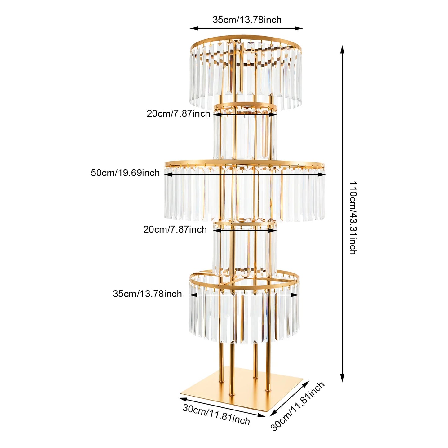 5 Tier Crystal Wedding Vase Wedding Flower Stand Decorative Bracket Shelf Floor Standing Installation