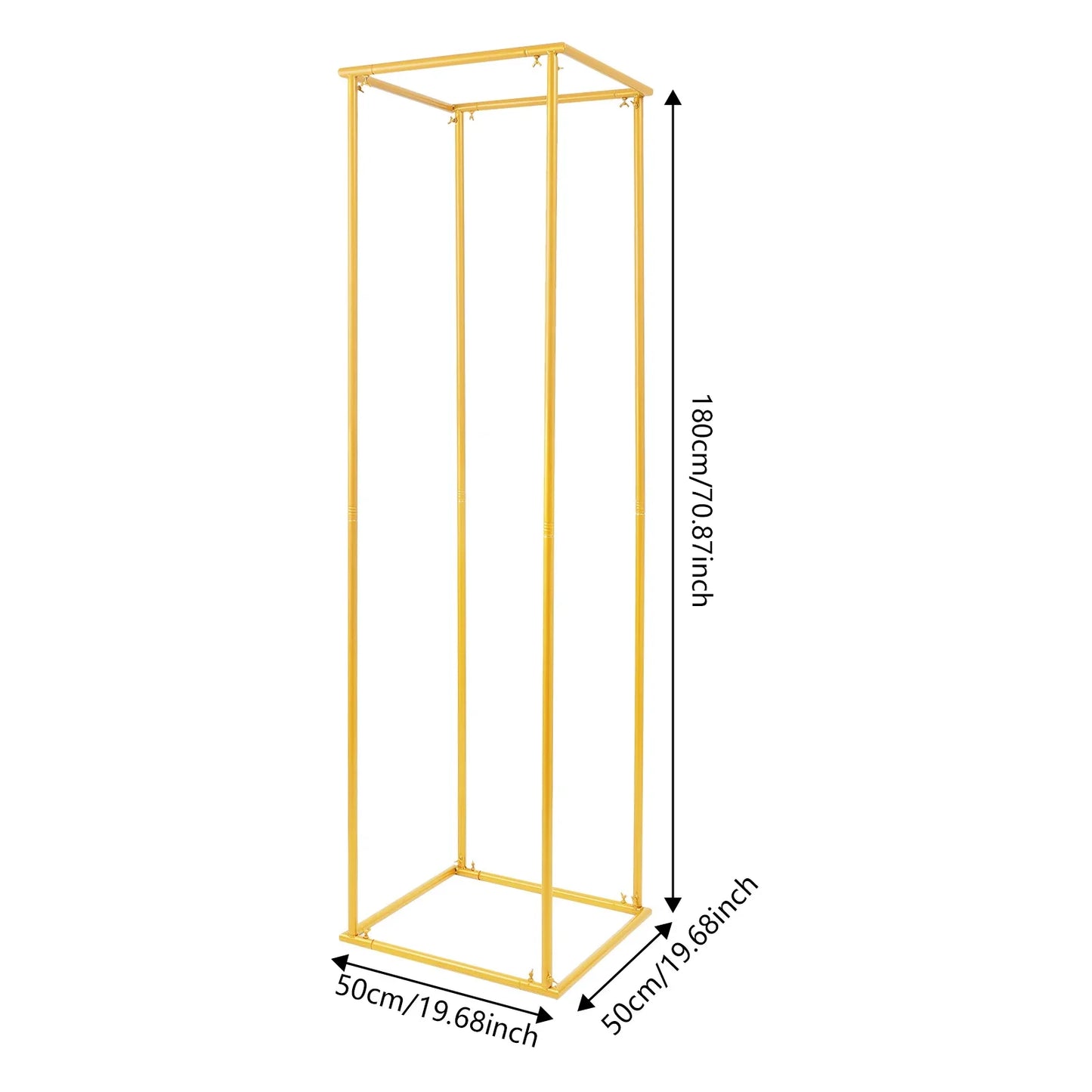 71inch Gold Wedding Flower Stand, Metal Column Flower Stand, Tall Geometric Flower Vase for Home Party Wedding Decorations