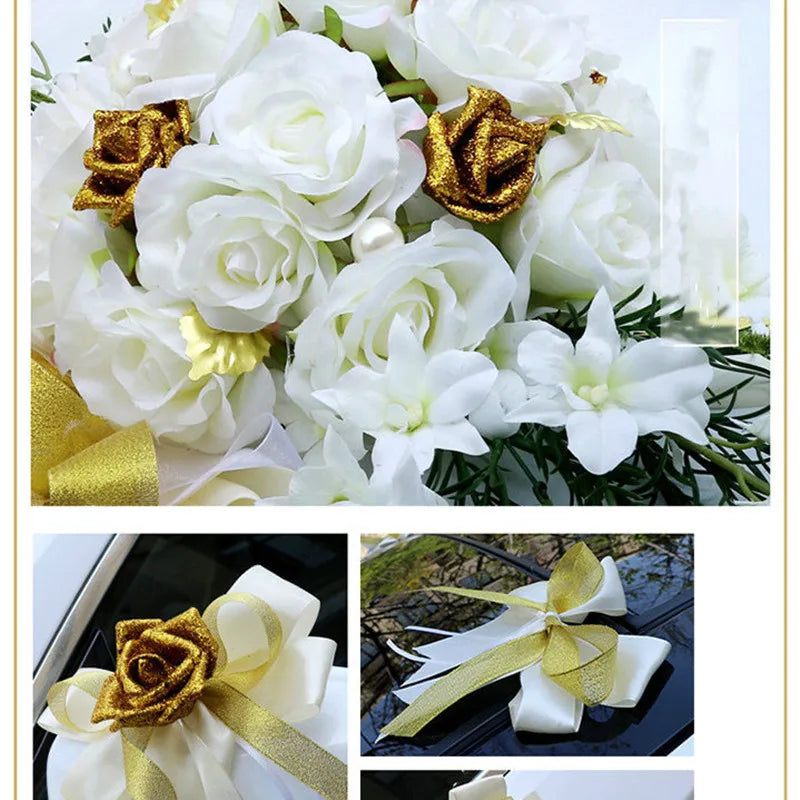 Artificial Flowers For Wedding Car Decoration Church Forest Ceremony Decor Fresh White Green Suite High-End Fake Flower Ball