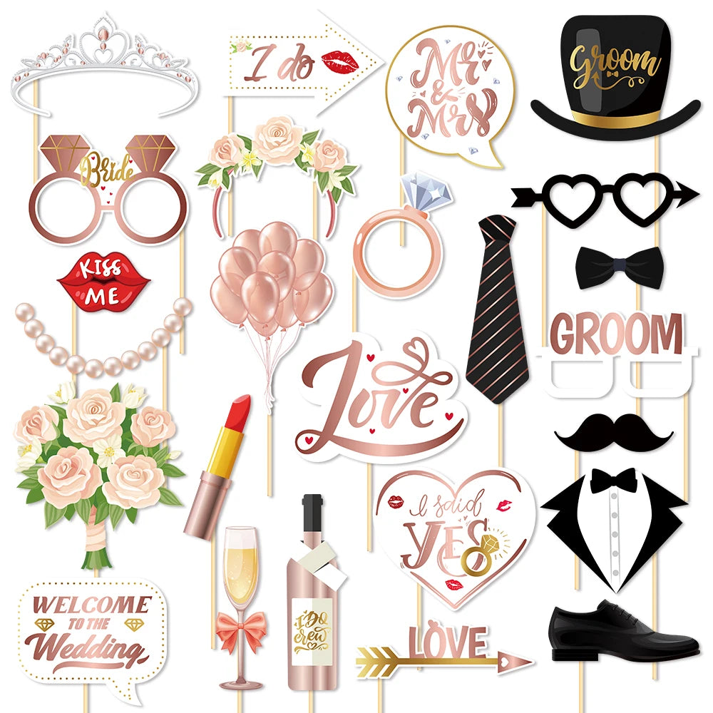 25pcs Funny Wedding Paper Photo props