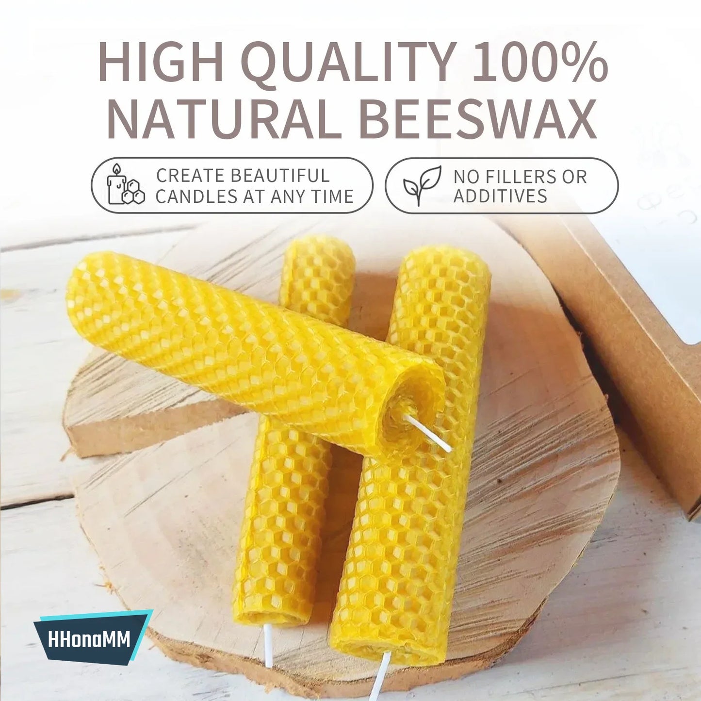 Handmade Beeswax Taper Candles (10-Pack) - Pure Honeycomb Cotton Wick, Eco-Friendly Luxury Decorative Candles for Home & Events