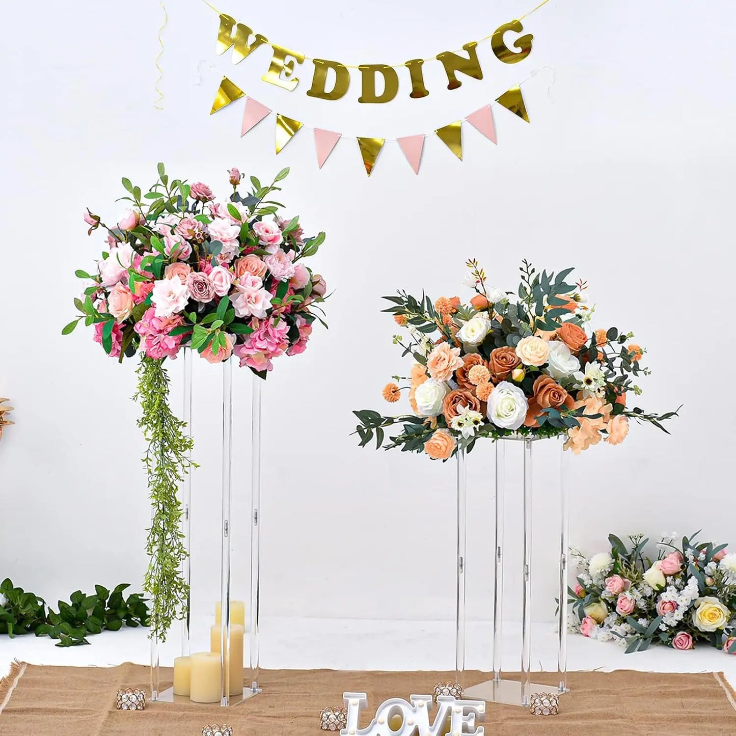 8Pcs Acrylic Centerpiece Wedding Flower Stand 31.5 in Flower Vase Centerpieces for Event Party Reception Table Decoration