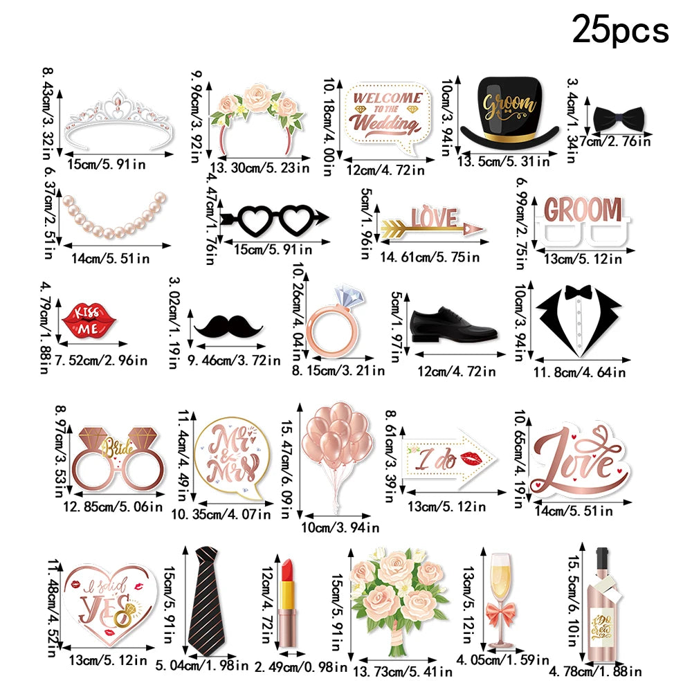 25pcs Funny Wedding Paper Photo props