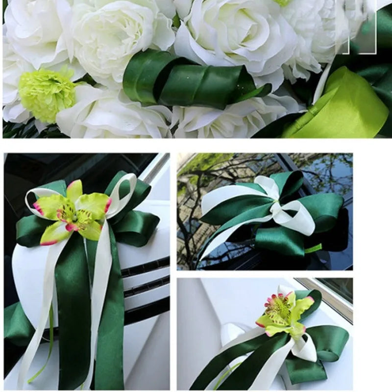 Artificial Flowers For Wedding Car Decoration Church Forest Ceremony Decor Fresh White Green Suite High-End Fake Flower Ball