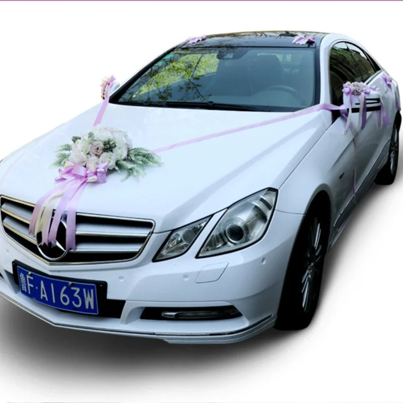 Artificial Flowers For Wedding Car Decoration Church Forest Ceremony Decor Fresh White Green Suite High-End Fake Flower Ball