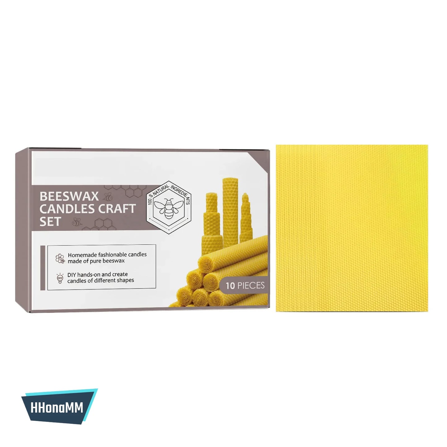 Handmade Beeswax Taper Candles (10-Pack) - Pure Honeycomb Cotton Wick, Eco-Friendly Luxury Decorative Candles for Home & Events