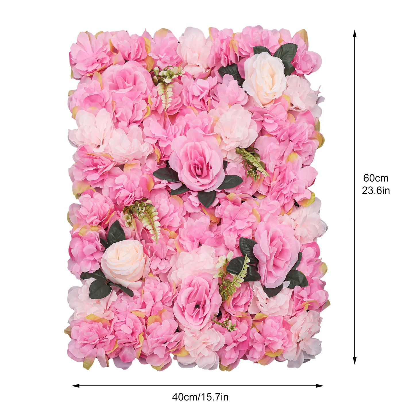 23.62x15.74 inch 12-Piece Flower Plant Wall Deep-Pink Dahlia Roses For Wedding Party Background Decoration