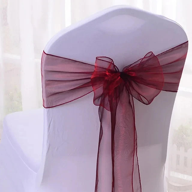 50pcs Organza Chair Sashes Knot Bands Chair Bows for For Wedding Party Banquet Event Country Wedding Chair Decoration