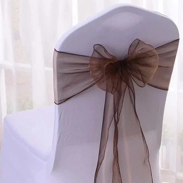 50pcs Organza Chair Sashes Knot Bands Chair Bows for For Wedding Party Banquet Event Country Wedding Chair Decoration