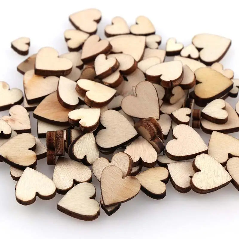 200 pcs Heart Shaped Wood Chips Confetti For Craft Wedding Party Favor Baby Shower Decor DIY Table Heart Discs Valentine'S