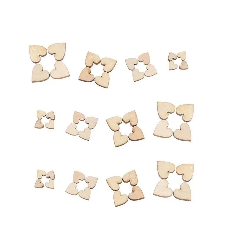 200 pcs Heart Shaped Wood Chips Confetti For Craft Wedding Party Favor Baby Shower Decor DIY Table Heart Discs Valentine'S