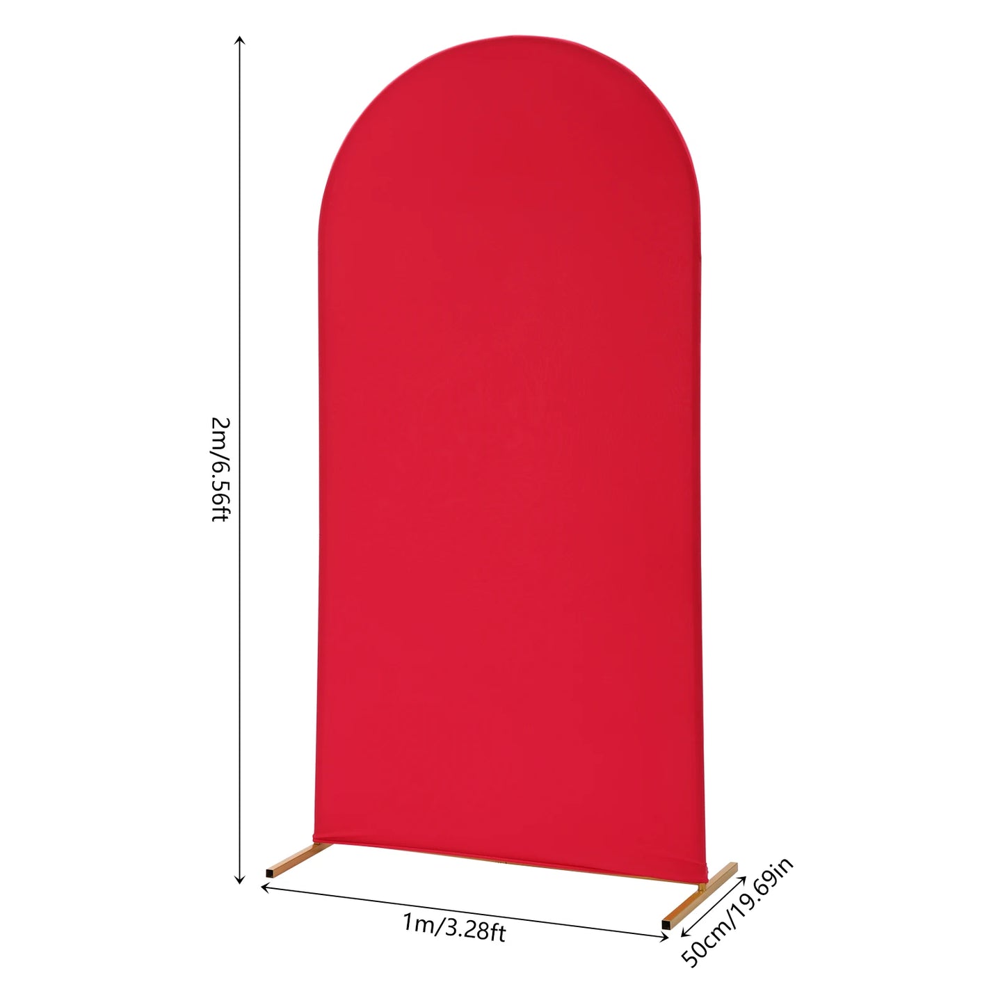 2m Wedding Arch Frame Kit | 100x200cm Elastic Rose Red Cover, Balloon Backdrop Stand