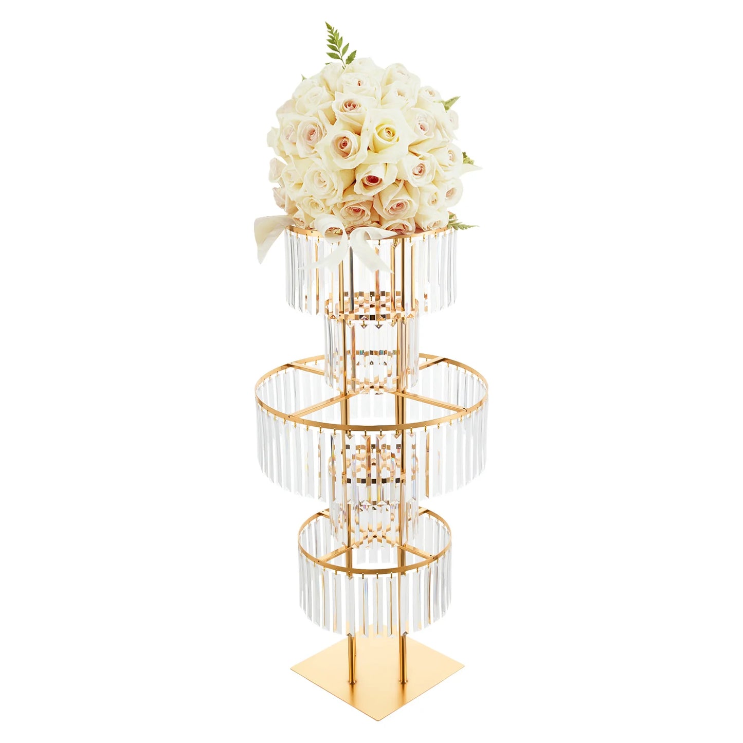 5 Tier Crystal Wedding Vase Wedding Flower Stand Decorative Bracket Shelf Floor Standing Installation