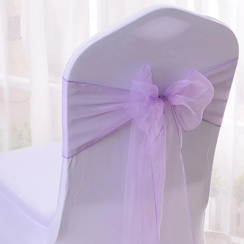 50pcs Organza Chair Sashes Knot Bands Chair Bows for For Wedding Party Banquet Event Country Wedding Chair Decoration