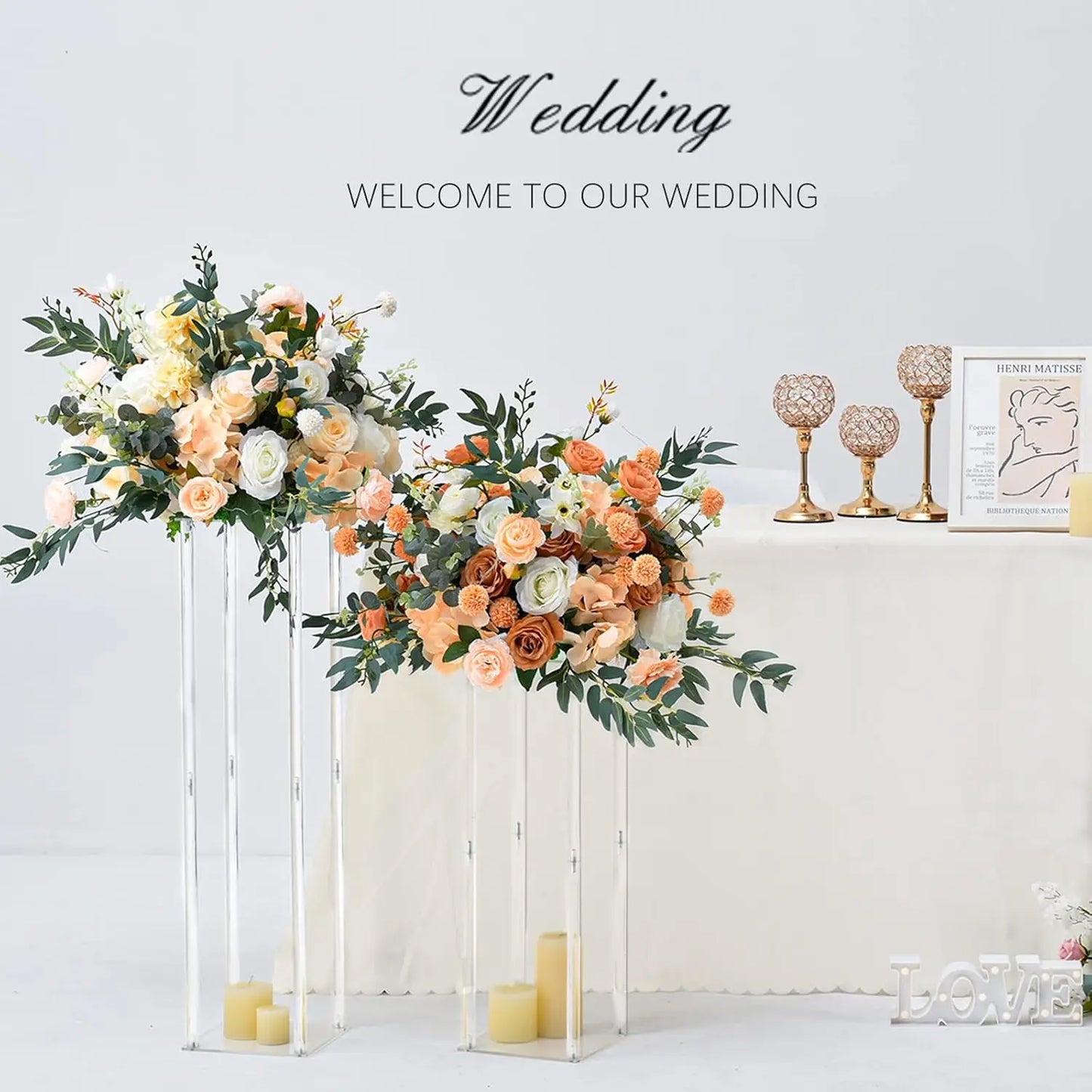 8Pcs Acrylic Centerpiece Wedding Flower Stand 31.5 in Flower Vase Centerpieces for Event Party Reception Table Decoration