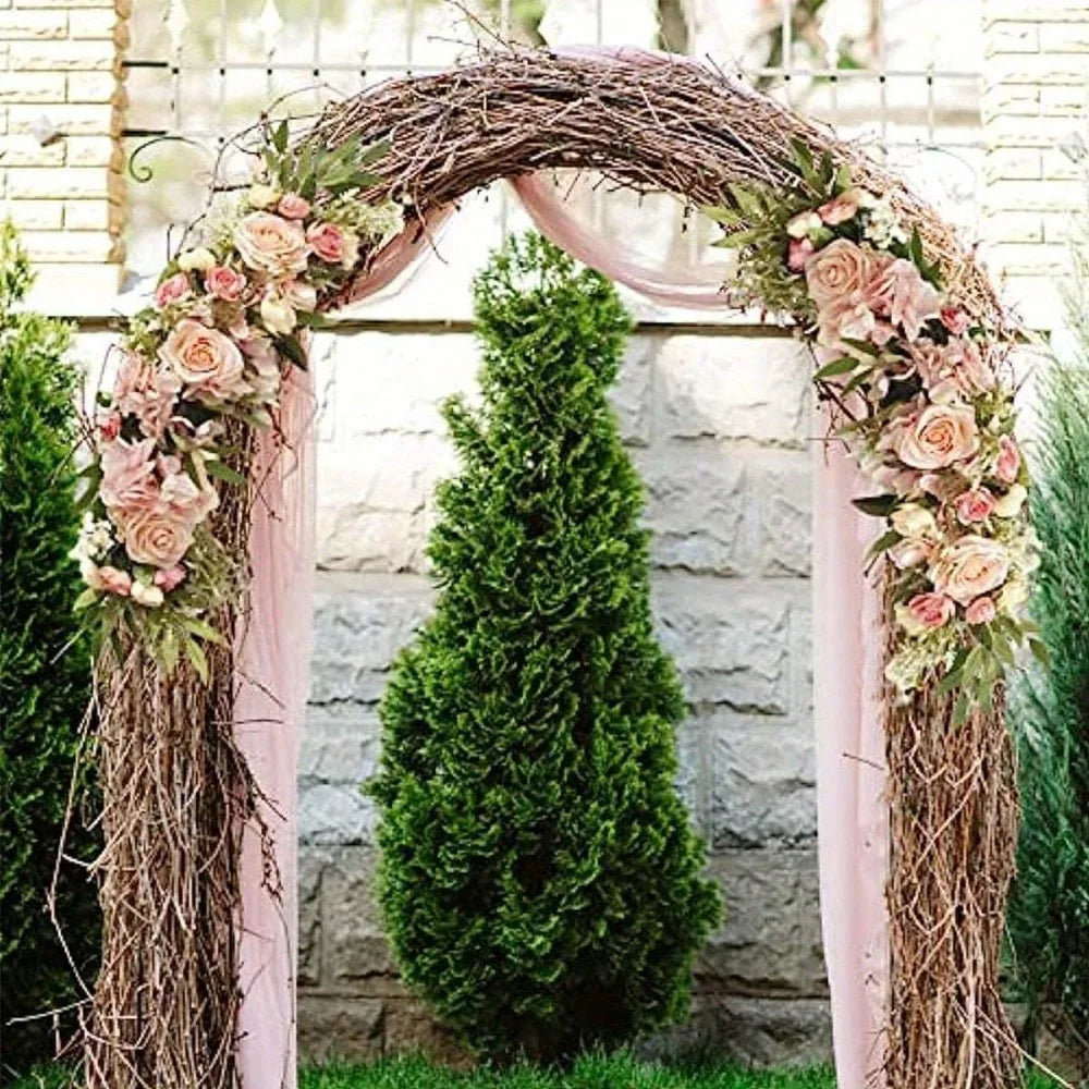 2 Pcs Artificial Peony Roses Flowers Swag Faux Flower Arch Garland Simulation Door Lintel Fake Green Leaves and Silk