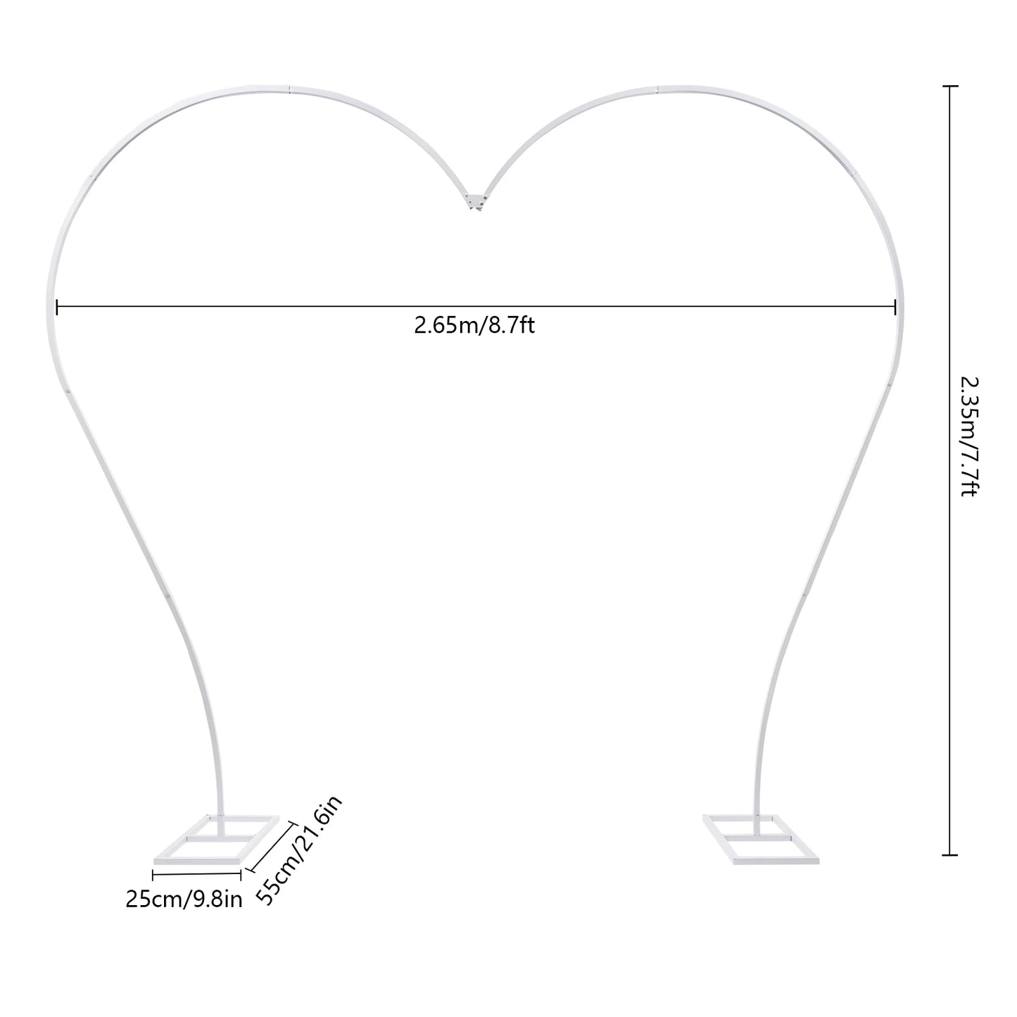 2.65x2.35m Gold/White Carbon Steel Large Balloon Arch Stand Metal Flower Arch Backdrop Stand for Wedding Ceremony Birthday Party