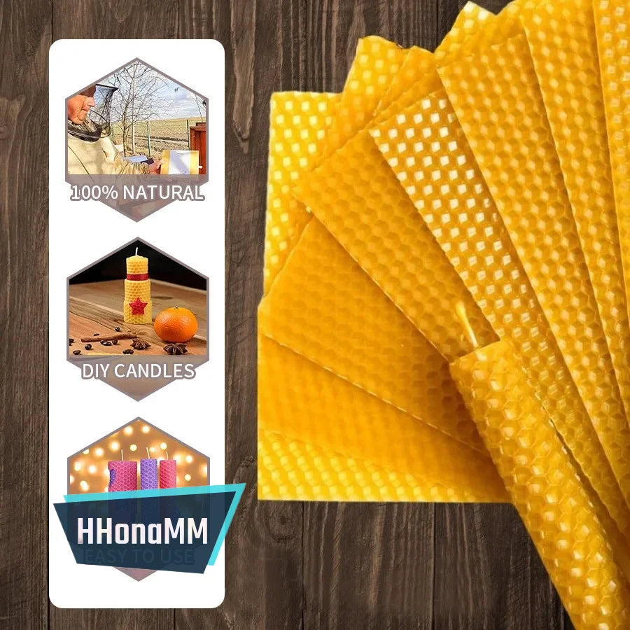 Handmade Beeswax Taper Candles (10-Pack) - Pure Honeycomb Cotton Wick, Eco-Friendly Luxury Decorative Candles for Home & Events