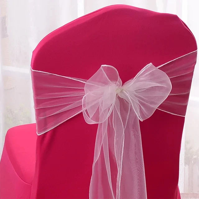 50pcs Organza Chair Sashes Knot Bands Chair Bows for For Wedding Party Banquet Event Country Wedding Chair Decoration