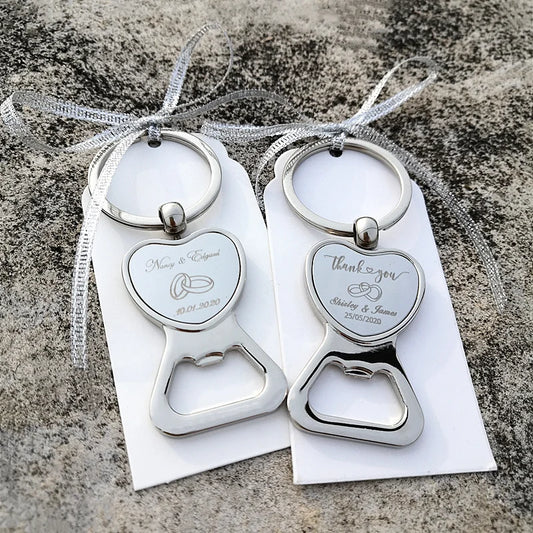 Customized Wedding Gifts For Guests Heart Bottle Wine Opener / Keychain Wedding Favor Birthday Party Souvenir Personalized
