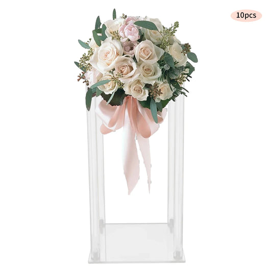 10PCS Clear Acrylic Wedding Flower Stands Rectangular holder For Weddings, Birthday Parties, Baby Showers,etc