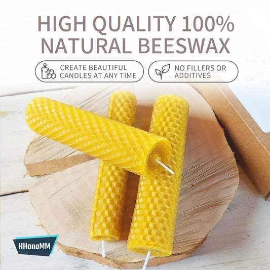 Handmade Beeswax Taper Candles (10-Pack) - Pure Honeycomb Cotton Wick, Eco-Friendly Luxury Decorative Candles for Home & Events
