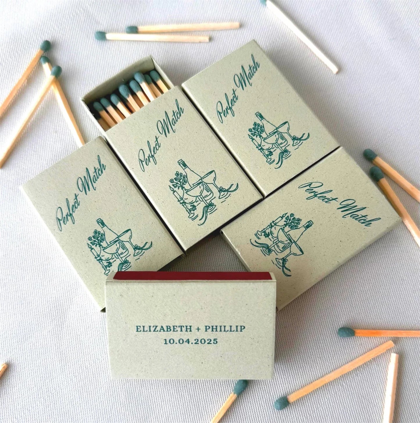 Printed Matchboxes, Personalized Wedding Matchboxes, Handmade Matchboxes, Bulk Matchboxes, Sage Green Colored Matchbox