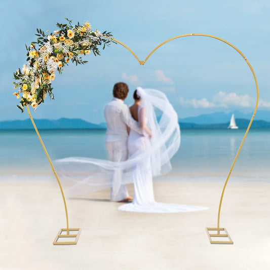 2.65x2.35m Gold/White Carbon Steel Large Balloon Arch Stand Metal Flower Arch Backdrop Stand for Wedding Ceremony Birthday Party