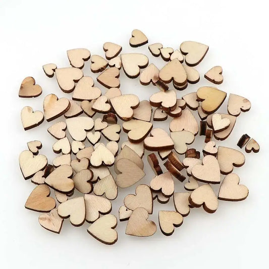 200 pcs Heart Shaped Wood Chips Confetti For Craft Wedding Party Favor Baby Shower Decor DIY Table Heart Discs Valentine'S