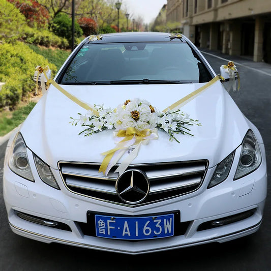 Artificial Flowers For Wedding Car Decoration Church Forest Ceremony Decor Fresh White Green Suite High-End Fake Flower Ball