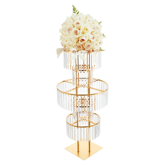 5 Tier Crystal Wedding Vase Wedding Flower Stand Decorative Bracket Shelf Floor Standing Installation