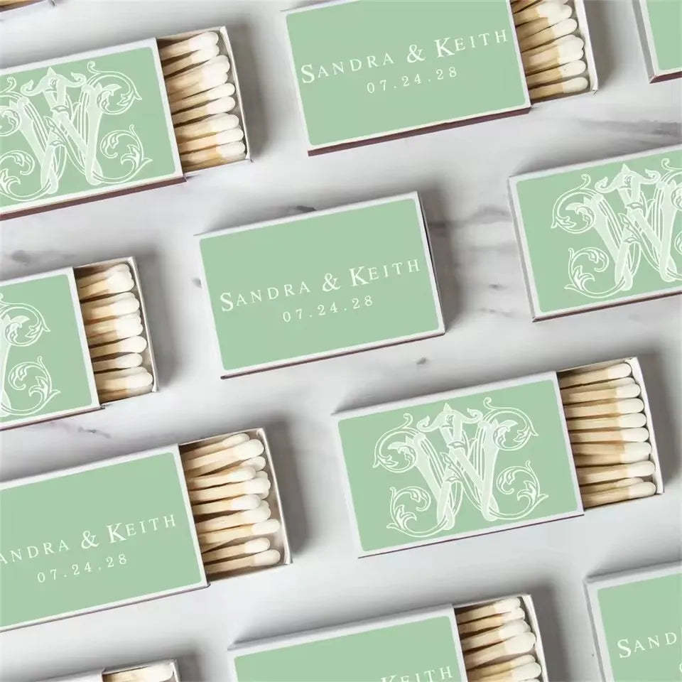 Printed Matchboxes, Personalized Wedding Matchboxes, Handmade Matchboxes, Bulk Matchboxes, Sage Green Colored Matchbox